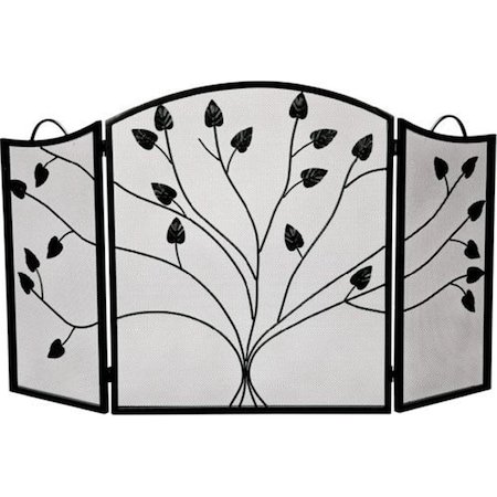 Dagan Leaf Design 3 Fold Arched Screen, Black S509BLK